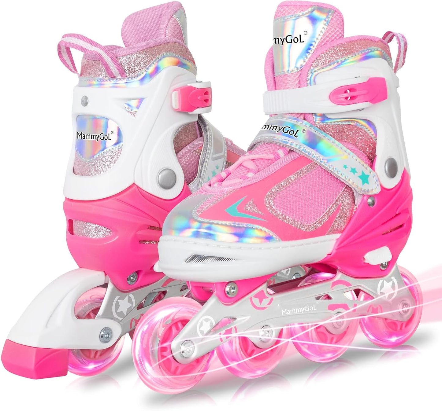 MammyGol Adjustable Inline Skates for Kids Boys Girls Youth Blades Roller Skates with Light up Wheels Ages 4-16