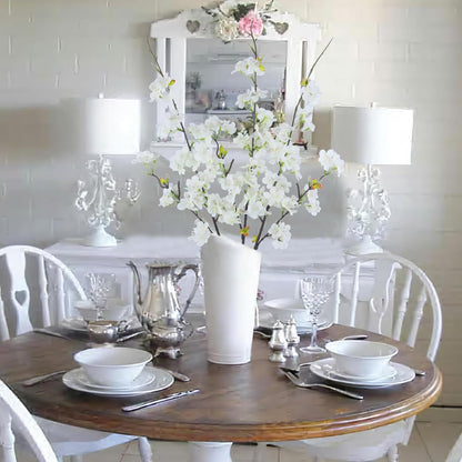 CITYES 3 Pcs Artificial Cherry Blossom Branches Flowers White Silk Peach Flowers Bulk Faux Spring Branches Arrangement Fake Cherry Stems for Indoor Outdoor Party DIY Wedding Table Vase Decor