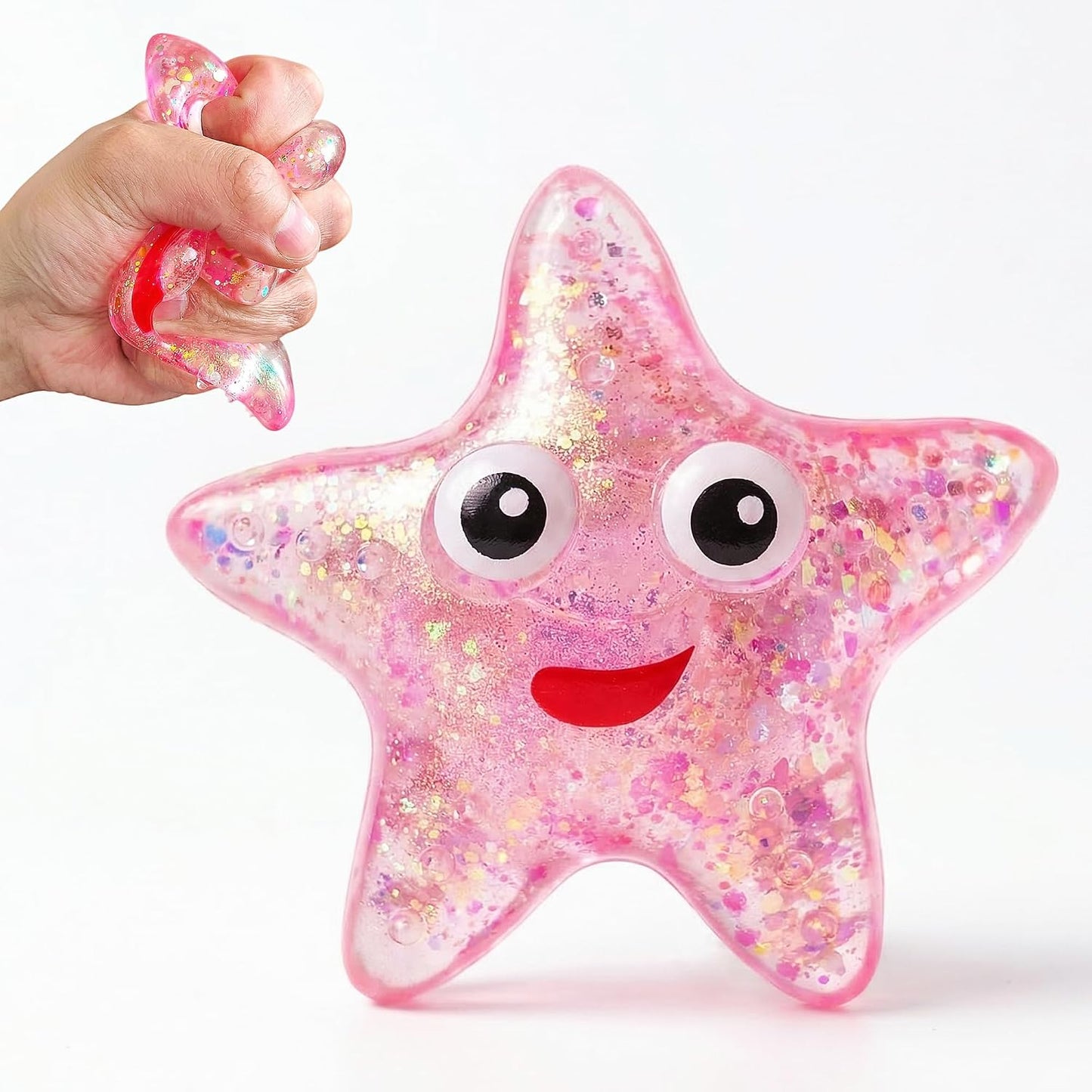 1Pcs Squishy Starfish Sugar Stress Balls Squeeze Fidget Toys for Girls and Boys Cute Anxiety Relief Starfish Toys Squishy Stress Balls for Kids and Adults Birthday Party Favors(Pink)
