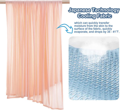 LLanCL Cooling Blanket Queen Size, Summer Blanket with Extreme Thin Design, Japanese Cooling Fiber Absorbs Body Heat, Lightweight Soft Cold Sheet for Sleeping Cool Bed(Queen Size 96" x 90" Pink)