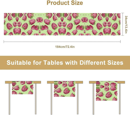 Boho Table Runner Linen Table Runner Peach Raspberry Pattern Farmhouse Tables Runners Vintage Table Scarf Kitchen Dining Tables Decoration for Home Party Holiday Wedding Decor