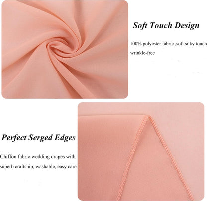 FUHSY Wedding Arch Draping Fabric Peach Pink Chiffon Fabric Drapes 20FT 1 Panel Sheer Curtains Wedding Arch Backdrop for Party Ceiling Decorations Weddings Ceremony Drape Fabrics for Arbor Archs Decor