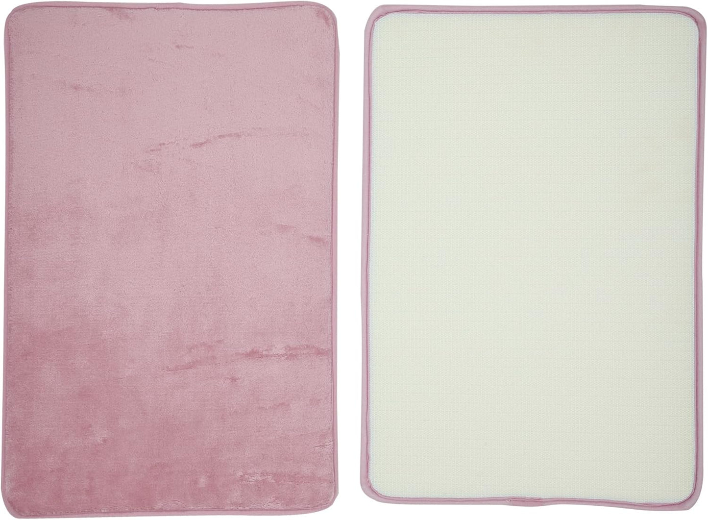 VOCOSTE Solid Color Pattern Bathroom Rugs, Polyester Bath Mat, Machine Washable Pink 60x40cm