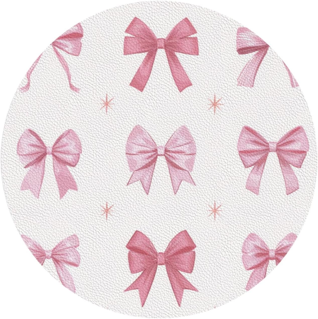 Nine Light Pink Bows Drinks Coasters Set of 4 Leather Drink Coasters for Tabletop Protection Heat Resistant Bar Cup Mat Pad