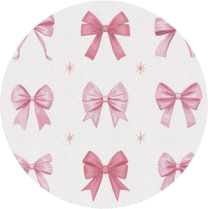Nine Light Pink Bows Drinks Coasters Set of 4 Leather Drink Coasters for Tabletop Protection Heat Resistant Bar Cup Mat Pad
