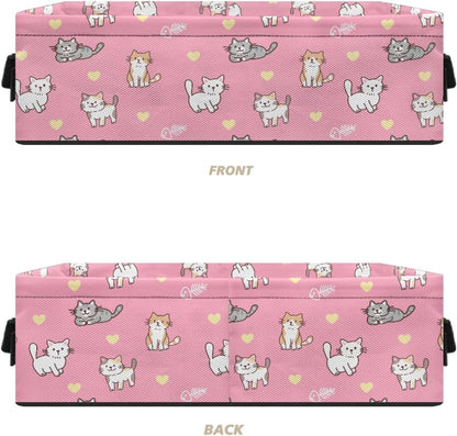 Cute Cat Toilet Paper Storage Basket for Shelf,Heart Toilet Paper Organizer for Bathroom Pink Toilet Paper Bin with Handle for Bedroom Toilet Paper Caddy for Living Room