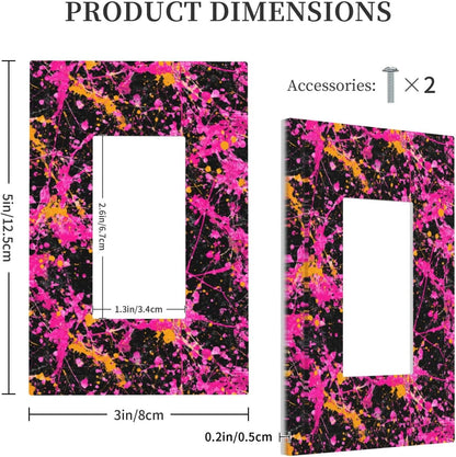 Neon Pink Abstract Paint Splatter Light Switch Wall Plate Faceplate Cover Single Rocker 1 Gang Decorator Outlet Receptacle Covers For Home Kitchen Room Bathroom Decor