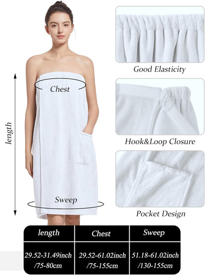 Women'S Soft Wrap Towel Full Length，Bath Robe After Shower Female Plush Long，Spa Bathrobes Lightweight With Pockets