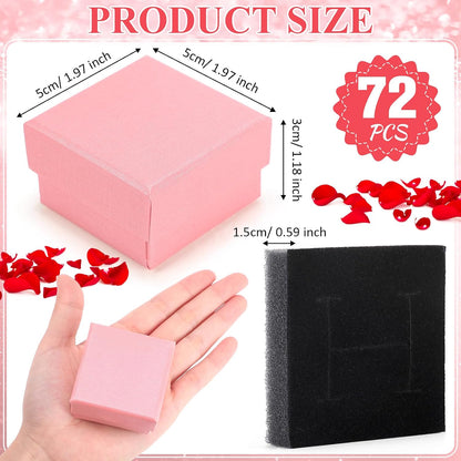 Yinkin 72 Pcs Jewelry Ring Gift Boxes Bulk 2 x 2 x 1.2 Inch Ring Necklace Earring Boxes for Weddings Christmas