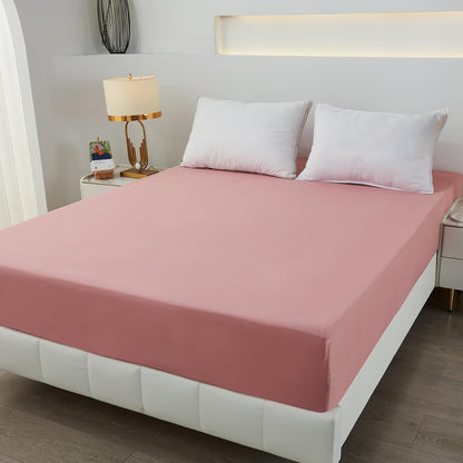 Bedding Full Fitted Sheet,Deep Pocket,Soft Microfiber,Shrinkage and Fade Resistant,Easy Care,1 Fitted Sheet Only,Blush