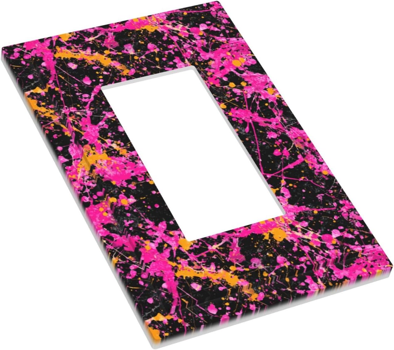 Neon Pink Abstract Paint Splatter Light Switch Wall Plate Faceplate Cover Single Rocker 1 Gang Decorator Outlet Receptacle Covers For Home Kitchen Room Bathroom Decor
