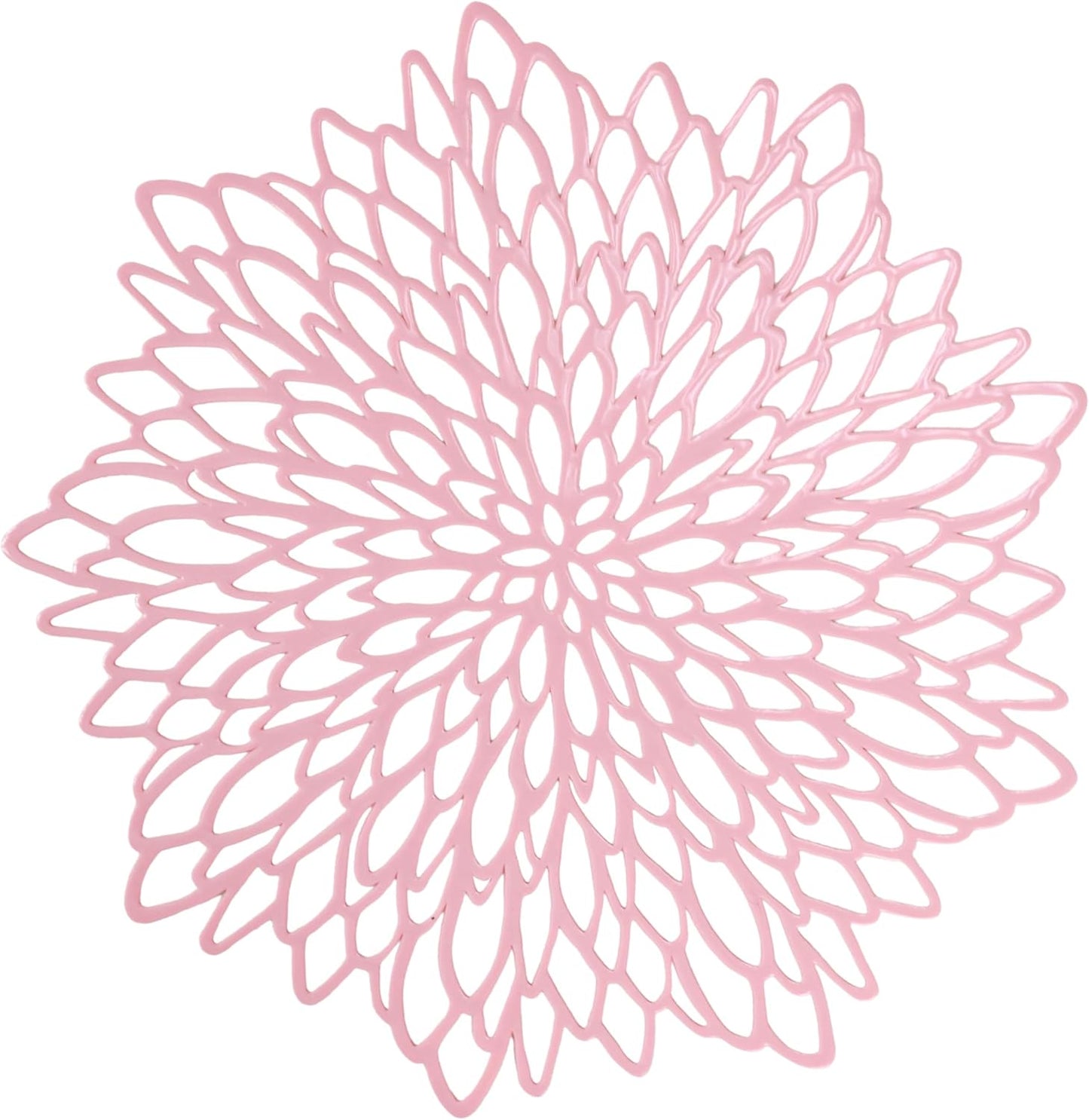 Snowkingdom Pink Placemats Set of 8, Round Vinyl Pink Flower Place Mats 15 Inch Fancy Dinning Floral Table Mats for Wedding Birthday Baby Shower Easter Halloween Christmas Holiday Party Decoration
