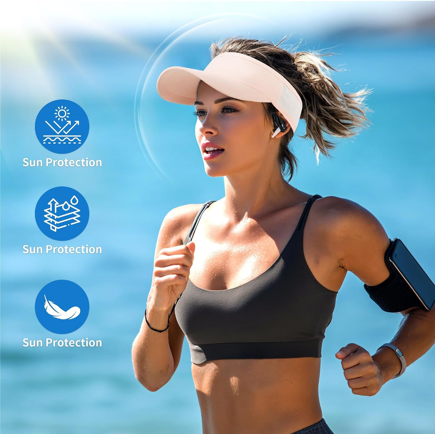 HH HOFNEN Sports Sun Visor Cooling Lightweight Stretchy Packable Running Golf Visor Hat for Men Women