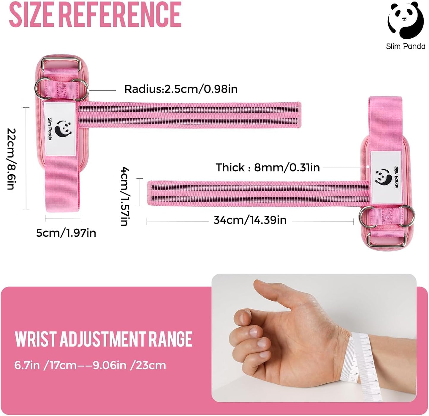 Slim Panda Weight Lifting Straps With Double Cuffed D Ring, Wrist Support for Men Women ,Heavy Duty Thick Comfortable Lifting Straps, Secure Fit, Enhanced Grip, Straps for Weightlifting & Strength Training