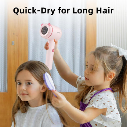 YALICE Kids Hair Dryer, Travel Small Hair Dryer for Children, Mini Ionic Quiet Kids Blow Dryer with ALCI Safety Plug, 3 Speed Settings, Anti-Scald, Kids Birthday Gift for Baby Hair Accessories, Pink