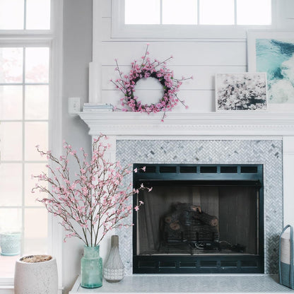 3 Pcs Cherry Blossom Branches Artificial Flowers for Spring Summer Indoor Decoration Faux Cherry Blossom Long Stems Light Pink Silk Fake Flowers for Tall Vase Arrangements Home Wedding Table
