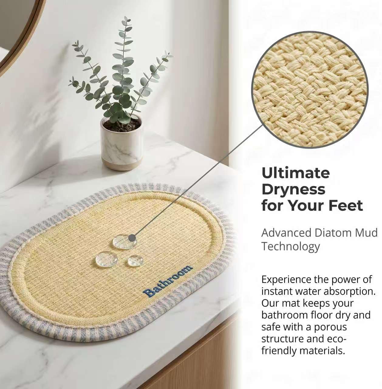 Diatomite Absorbent Bath Mat, Exclusive for Bathroom, Quick-Drying, Stain Resistant & Easy to Rinse Clean (Peach Pink, 24"×35" Premium)