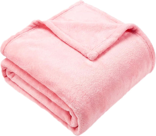 DEZ FURNISHINGS Velvet Plush Blanket, Super Soft, for Couch, Bed, All Season Use, Throw (50" x 60"), Candy Pink