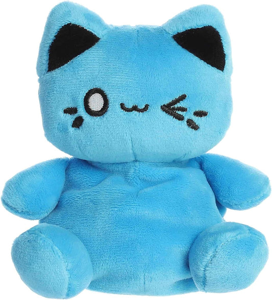 Aurora® Enchanting Tasty Peach® Meowchi Palm Pals™ Stuffed Animal - Bright & Colorful Design for Room Decor - Perfect for Adults, Kids, and Birthdays - Electric Blue 5 Inches