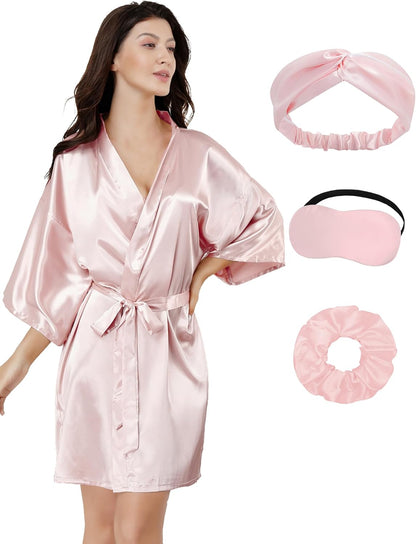EPLAZA Women Floral Satin Robe Bridal Dressing Gown Wedding Bride Bridesmaid Kimono Sleepwear