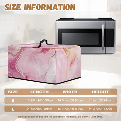 Pink Marble Microwave Cover – Dustproof Floral Print Fabric Protector for Ovens & Small Appliances, Foldable & Lightweight with Top Handle