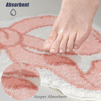 Coquette Bow Rug Pink Bath Mat Bathroom Rugs, Non Slip Cute Bath Rugs Microfiber Plush Bow Decor, Small Preppy Room Decor Washable Absorbent Girl’s Bedside Rug for Bathtub Sink 26"x18"