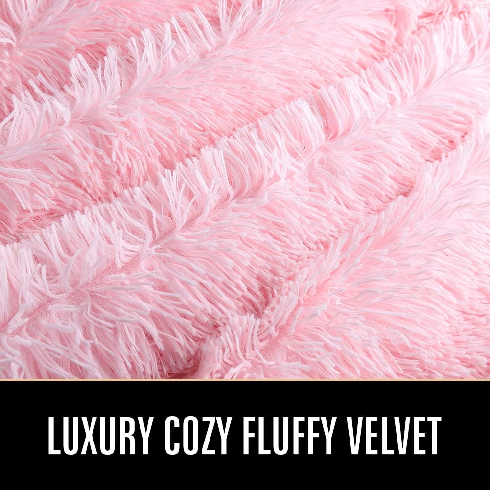 LOCHAS Super Soft Shaggy Faux Fur Blanket, Plush Fuzzy Bed Throw Decorative Washable Cozy Sherpa Fluffy Blankets for Couch Chair Sofa (Baby Pink 50" x 60")