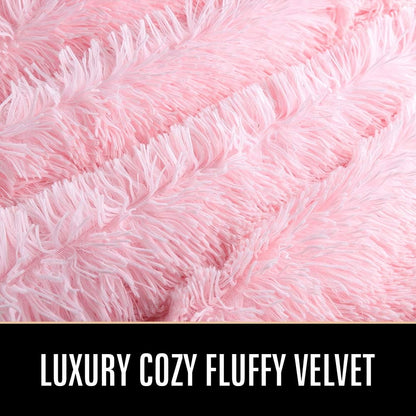 LOCHAS Super Soft Shaggy Faux Fur Blanket, Plush Fuzzy Bed Throw Decorative Washable Cozy Sherpa Fluffy Blankets for Couch Chair Sofa (Baby Pink 50" x 60")
