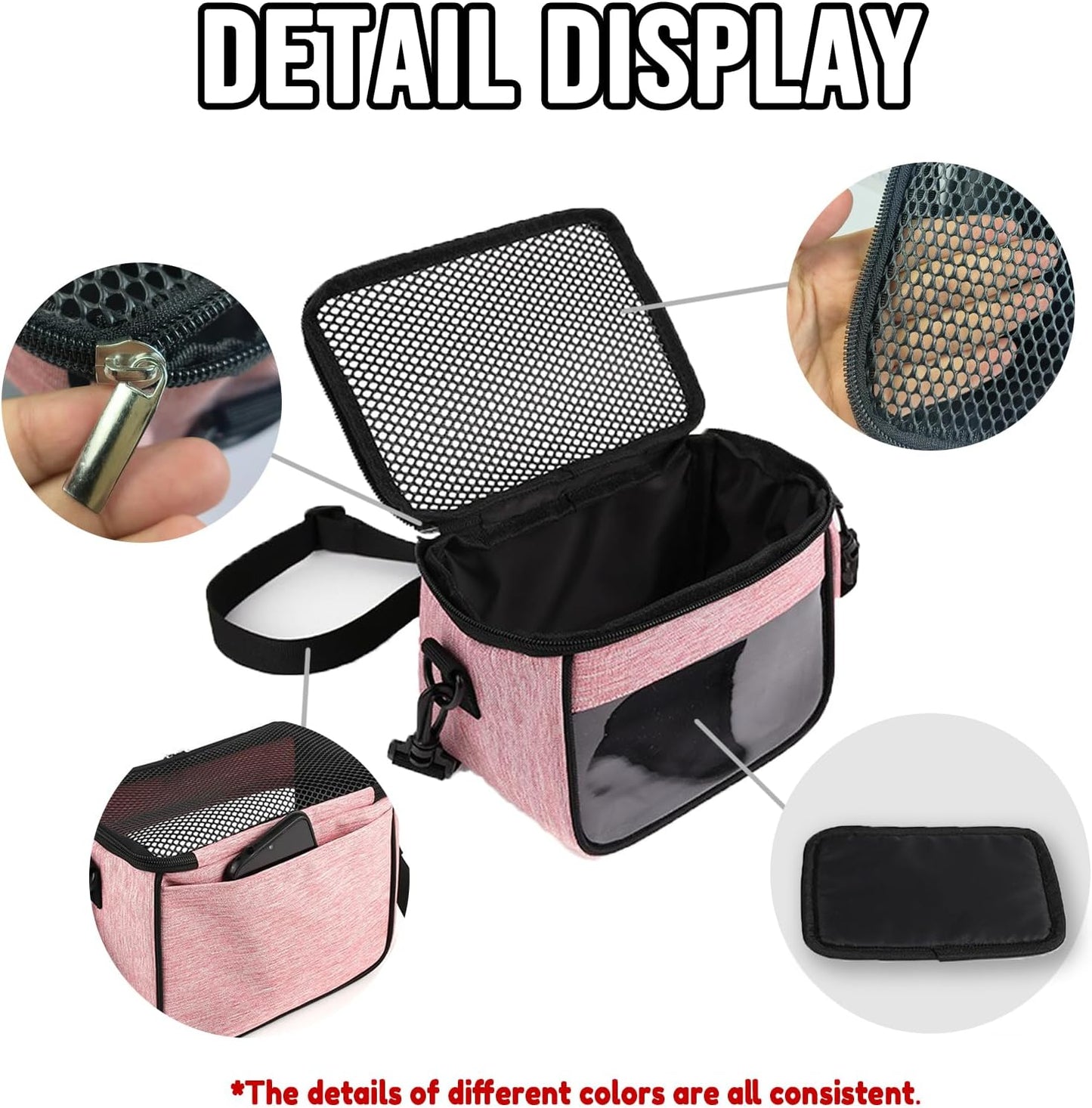 Small Pet Carrier Bag - Single - Shoulder Outdoor Carrier for Hamsters, Sugar Gliders & Flying Squirrels Portable Small Pet Travel Bag (Pink)
