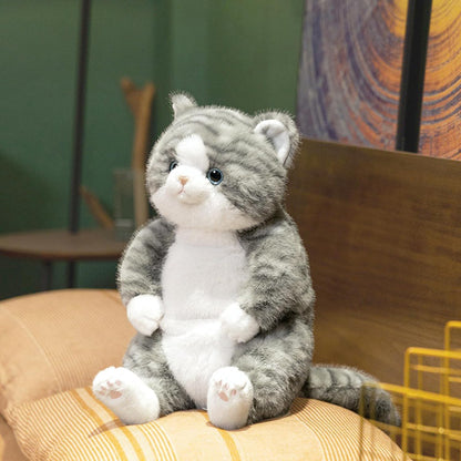 PEACH CAT Cat Stuffed Animal 14" Cute Kitten Plushies Soft Plush Toys Gifts for Kids Grey