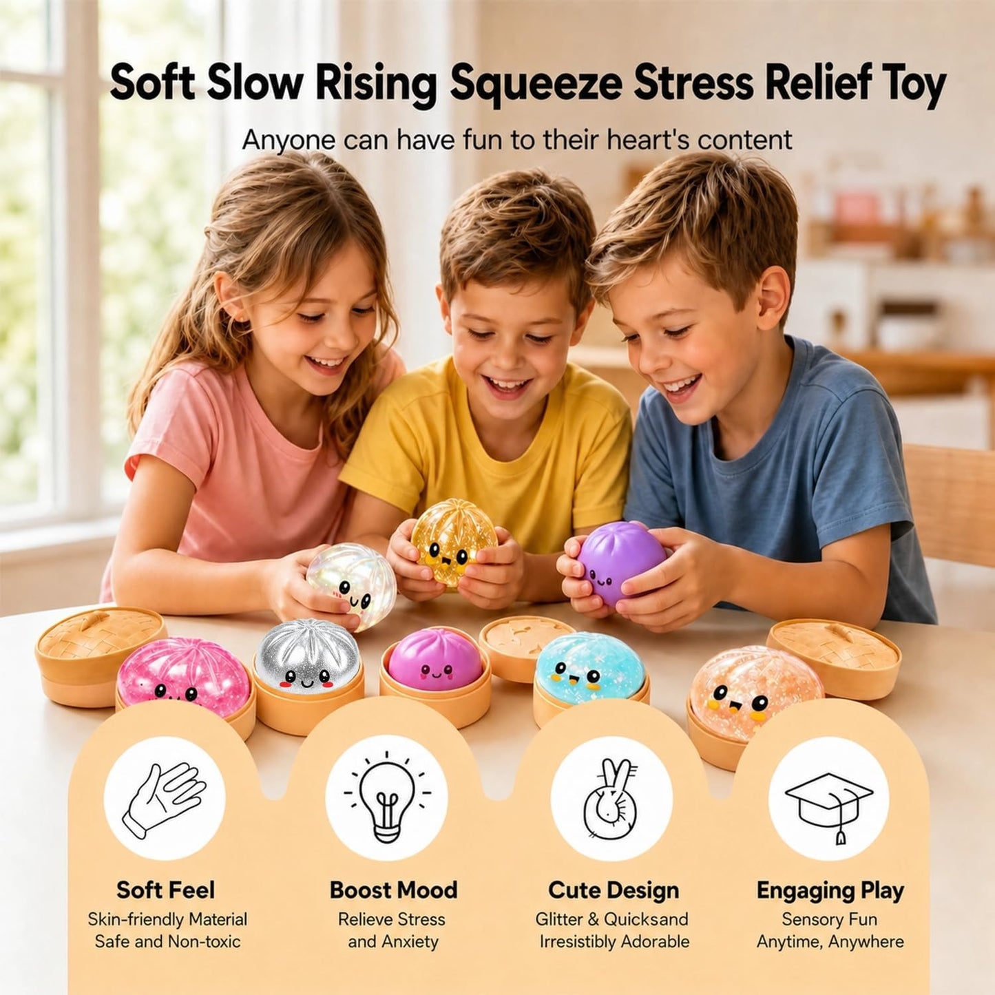 2026 New Dumpling Squeeze with Box, Dumplings Sensory Squishy Toy for Stress Relief, Soft Slow Rising Fidget Toy for Kids Adults Classroom Rewards Party Favors (Pink)