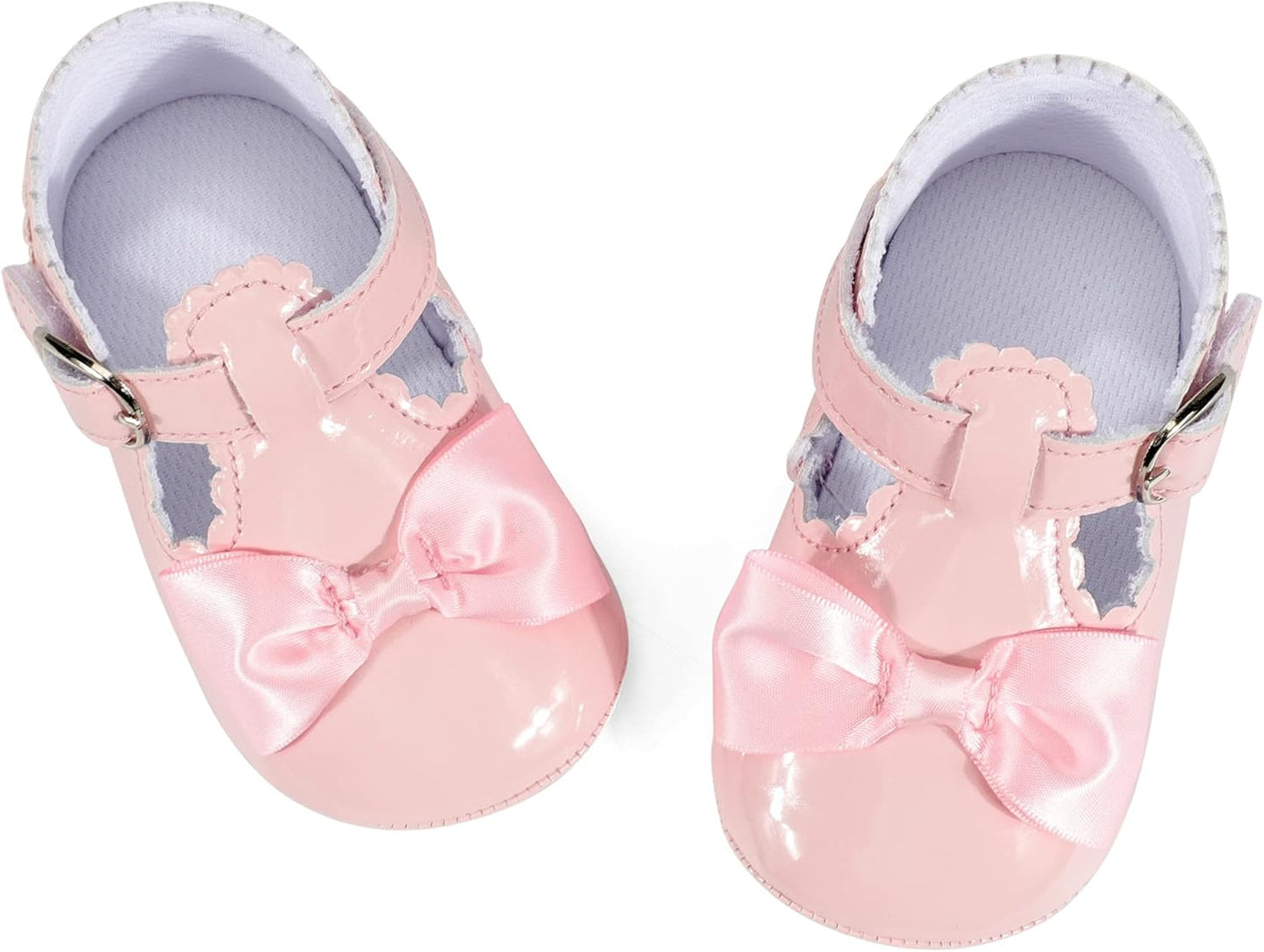 Baby Girls Bowknot Mary Jane Flats Soft Rubber Sole Toddler Walking Shoes Infant Princess Crib Wedding Dress Shoes