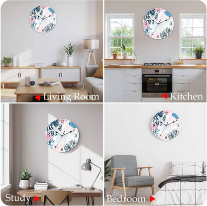 LooPoP Wall Clock Ocean Coral Starfish Clocks PVC Silent Non-Ticking Battery Operated Blue Pink Coastal Shell Conch Round Clock for Home Living Room Kitchen Bedroom Office School Wall Decor 12 Inch