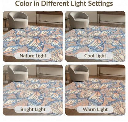 4'x6' Washable Art Nouveau Floral Accent Rug, Peach Non-Shedding Small Carpet Pet Friendly & Kids Safe Play Mat for Playroom, Bedroom, Reading Nook | Ref:1931693