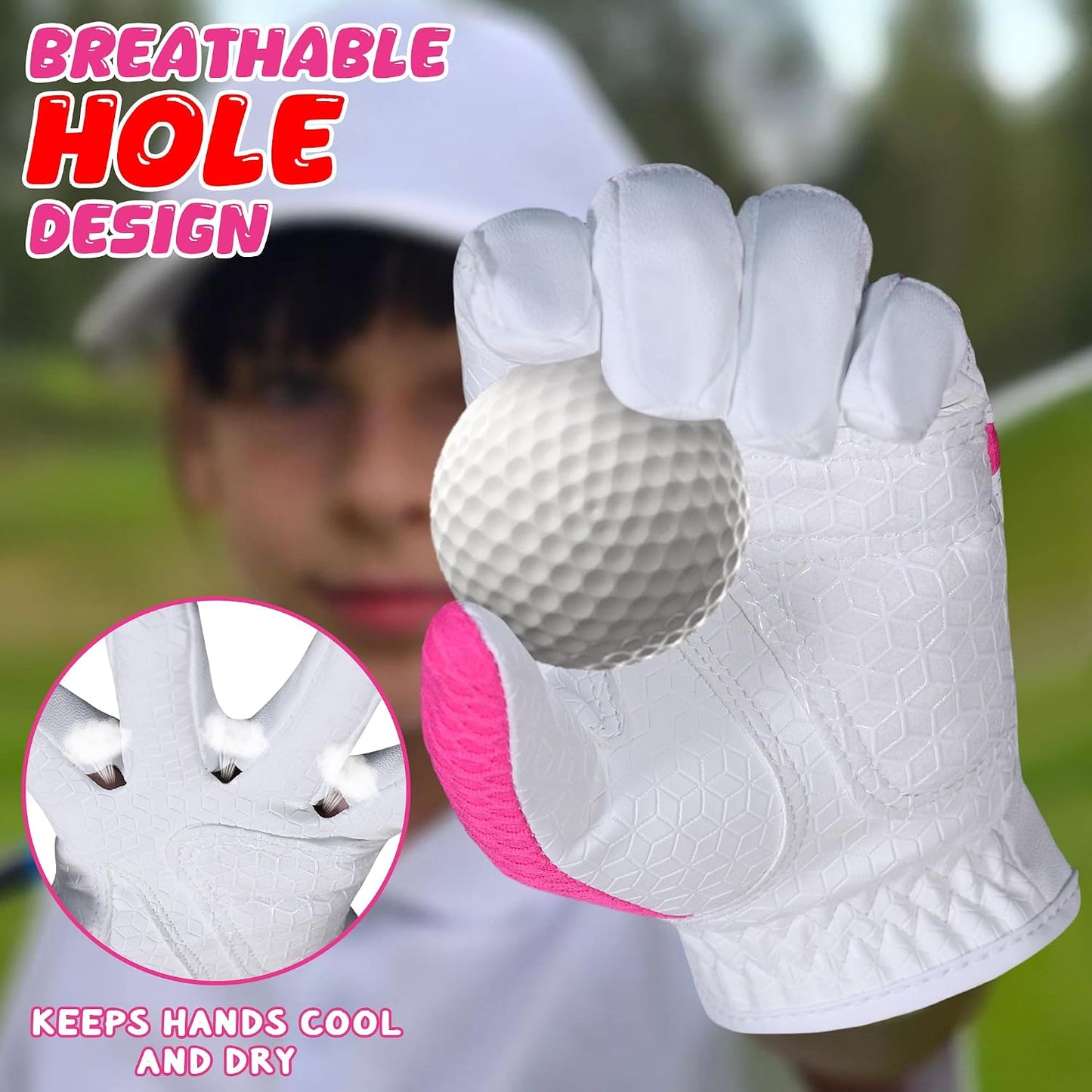 Kids Golf Glove, Left Hand Youth Golf Glove for Junior Toddler, Durable & Breathable, Great Gift for Boys Girls