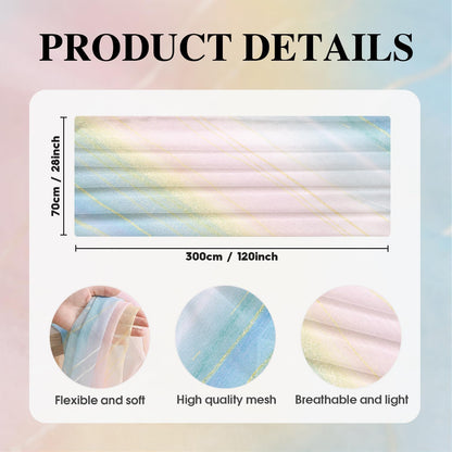 Artoid Mode Boho Gradient Pink Blue Stripes Spring Chiffon Table Runner 120 Inches 10FT,Seasonal Fabric Kitchen Dining Holiday Table Decor for Home Party