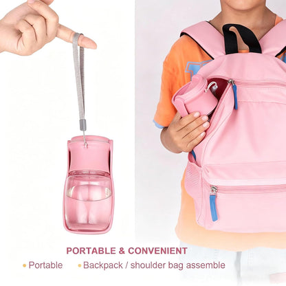 Foldable Dog Water Bottle, 2in1 Portable Leak Proof Puppy Drinking Bottle Dispenser for Puppy Small Medium Large Dogs, Dishwasher Safe Pet Accessories for Outdoor Traveling (Pink,12oz)