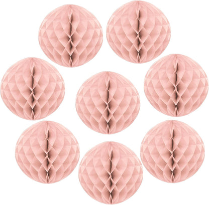 uxcell 8 Pcs Honeycomb Balls, 8" Dia Honeycomb Flower Paper Pom Poms Paper Flowers Crafts for DIY Crafting Home Decor Birthday Christmas Party, Peach Pink