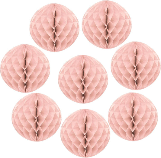 uxcell 8 Pcs Honeycomb Balls, 8" Dia Honeycomb Flower Paper Pom Poms Paper Flowers Crafts for DIY Crafting Home Decor Birthday Christmas Party, Peach Pink