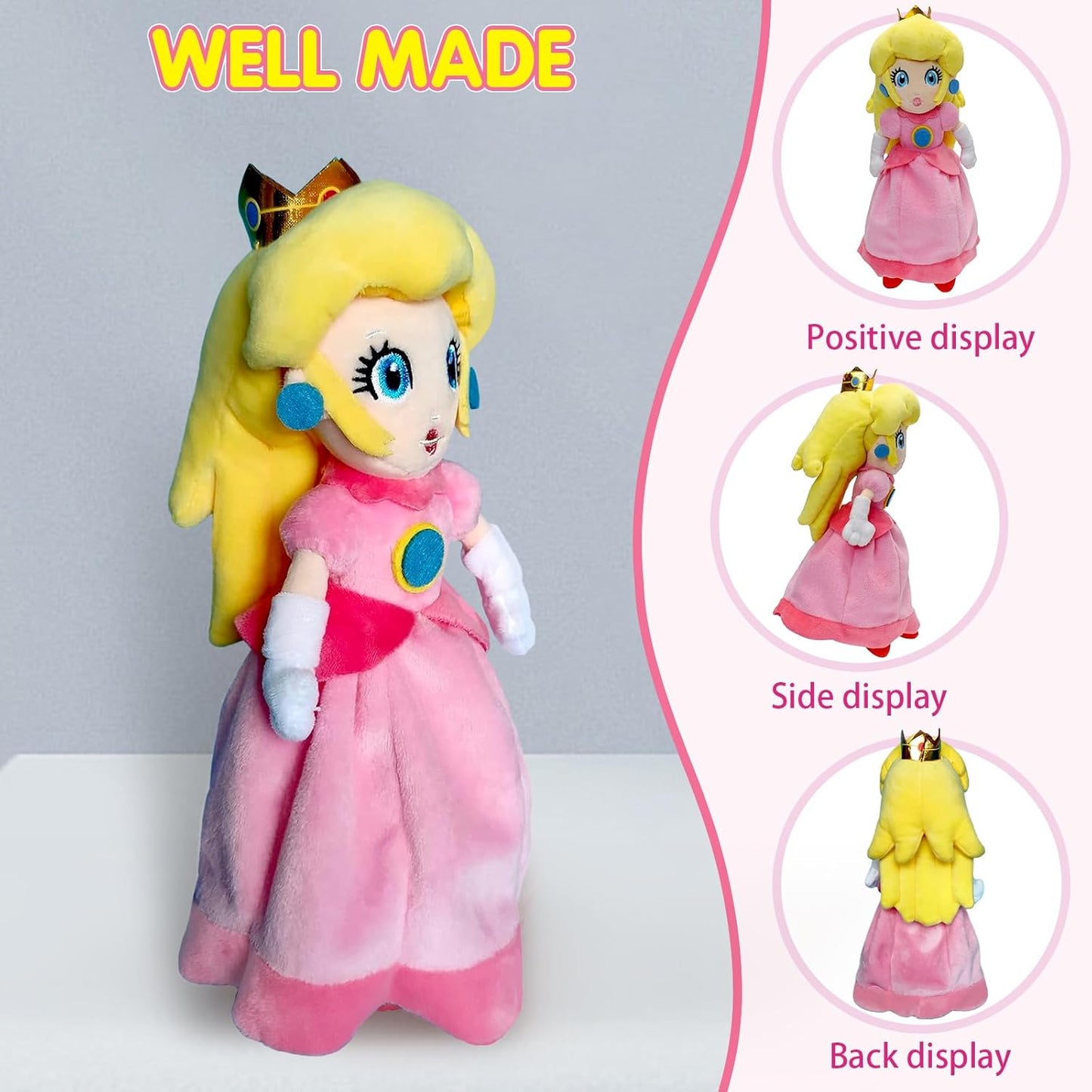 Princess Peach Plush Toy - 10 Inch Soft Princess Peach Doll, Plush Toy Stuffed Character Collection, Gift for Kids Girls Movie Fans