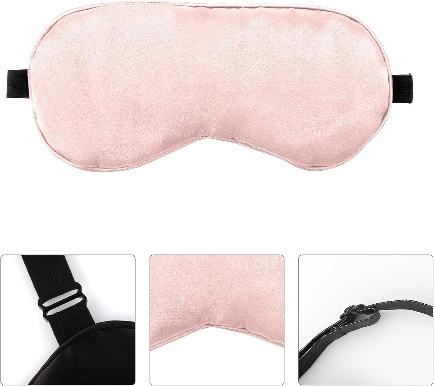 2 PCS Black Pink Satin Sleep Masks, Adjustable Silk Eye Mask for Sleeping, Eye Sleep Shade Cover, Blind Folds Soft Breathable Blindfold for Play Party Games Airplane Travel Essentials Cover Gifts