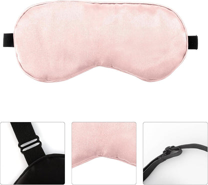 2 PCS Black Pink Satin Sleep Masks, Adjustable Silk Eye Mask for Sleeping, Eye Sleep Shade Cover, Blind Folds Soft Breathable Blindfold for Play Party Games Airplane Travel Essentials Cover Gifts