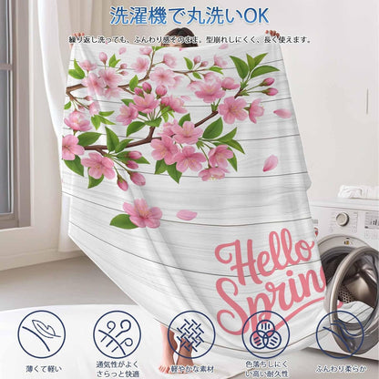 Spring Peaches Cooling Blanket for Hot Sleepers & Night Sweats, Peaches Flowers Wood Grain Blanket Breathable Lightweight Throw Blanket Thin Cooling Comforter (30" x 40")