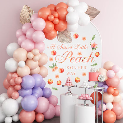 Usumz Peach Baby Shower Decal 'A Sweet Little Peach Is on Her Way' Wall Decal Pink Orange Contemporary Letter Print Plastic Indoor