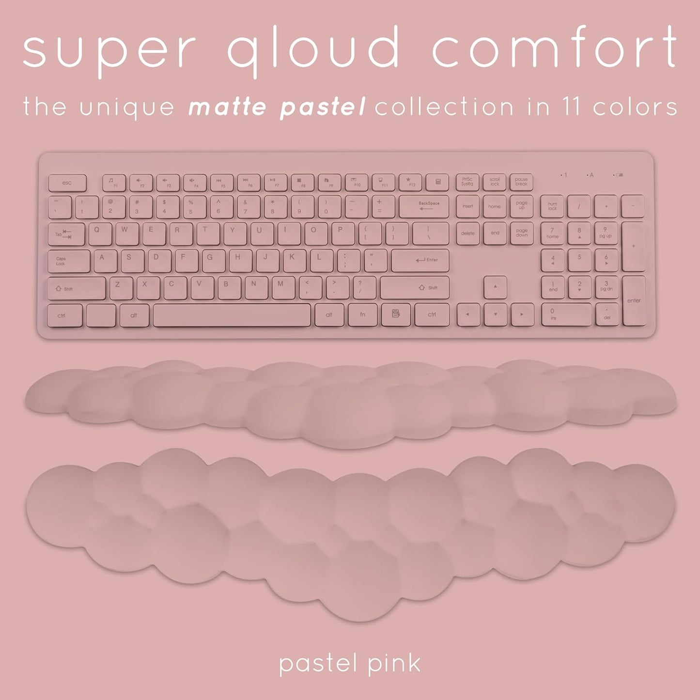 Pink Cloud Keyboard Wrist Rest – Create-ables Qloud Pink Wrist Rest for Computer Keyboard and Mouse, Ergonomic Memory Foam Wrist Pad with Non-Slip Base, Includes Cloud Mouse Pad