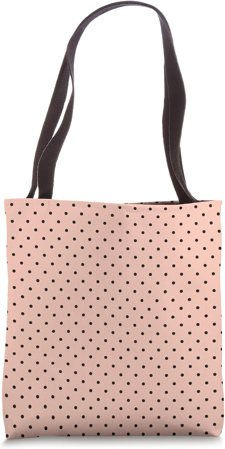 Cute Peach Pink Black Minimalist Boho Tiny Polka Dot Pattern Tote Bag