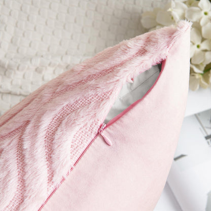 MIULEE Light Pink Valentines Throw Pillow Covers 18x18 Inch, Soft Spring Plush Faux Wool Couch Pillow Covers Set of 2 Decorative Farmhouse Boho Throw Pillows for Sofa Living Room Bed