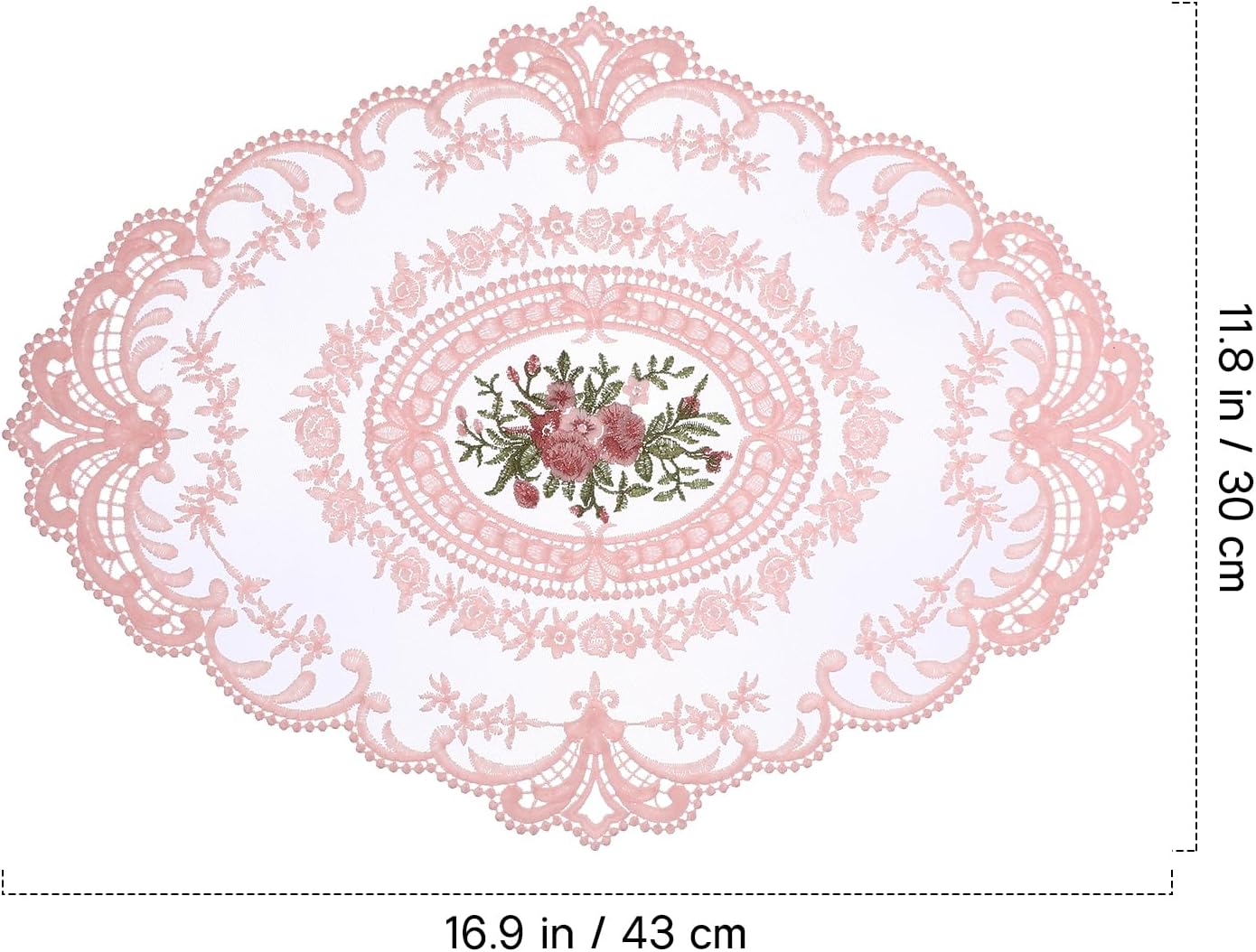 2Pcs Retro Lace Placemats Pink French Crochet Doilies Heat Resistant Non-Slip Place mats for Dining Table Home Decor