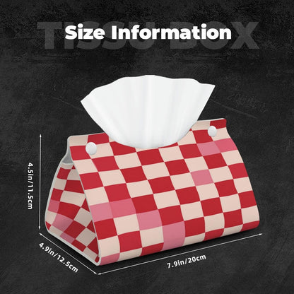 Pink Beige Plaid Checkerboard Pattern Rectangle Tissue Box Cover PVC Faux Leather Tissue Boxes Holder Lightweight Tissue Box Cube for Bathroom Home Car Office