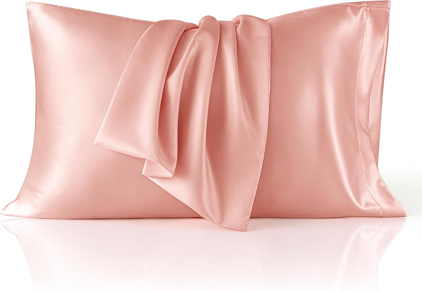 Bedsure King Size Satin Pillowcase Set of 2 - Peach Pink Silky Pillow Cases for Hair and Skin with Envelope Closure, Similar to Silk Pillow Cases, Gifts for Women Men, 20x36 Inches, 2pcs